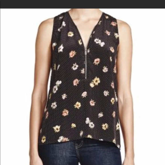 The Kooples Silk Floral Zip top - Picture 1 of 7